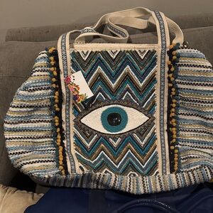 Bohemian Eye-Patterned Tote Bag